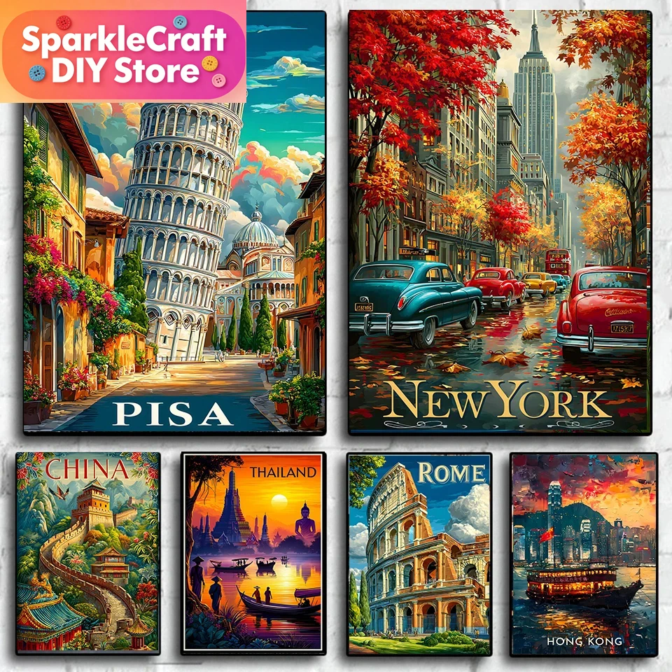 Photography New York - 1pc frameless Diamond Painting New York,