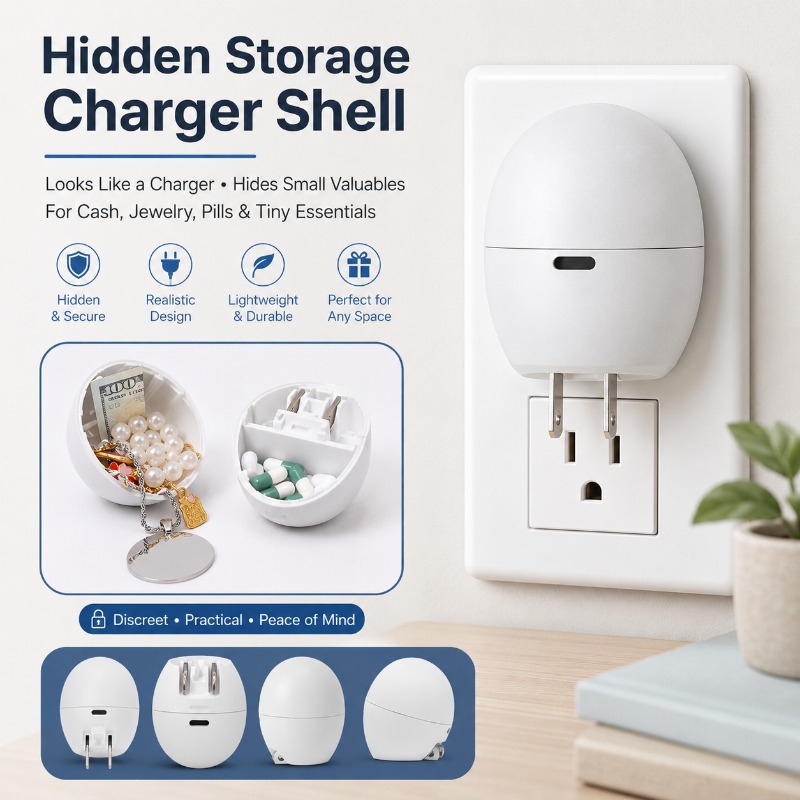 Memory Card Case - Discreet Charger-Look Storage Box, Egg Shape