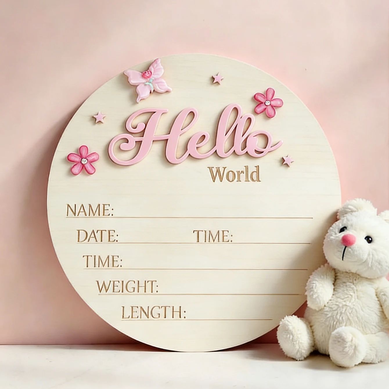 Photography Prompt - Ylsteed Pink Butterfly Hello World Newborn