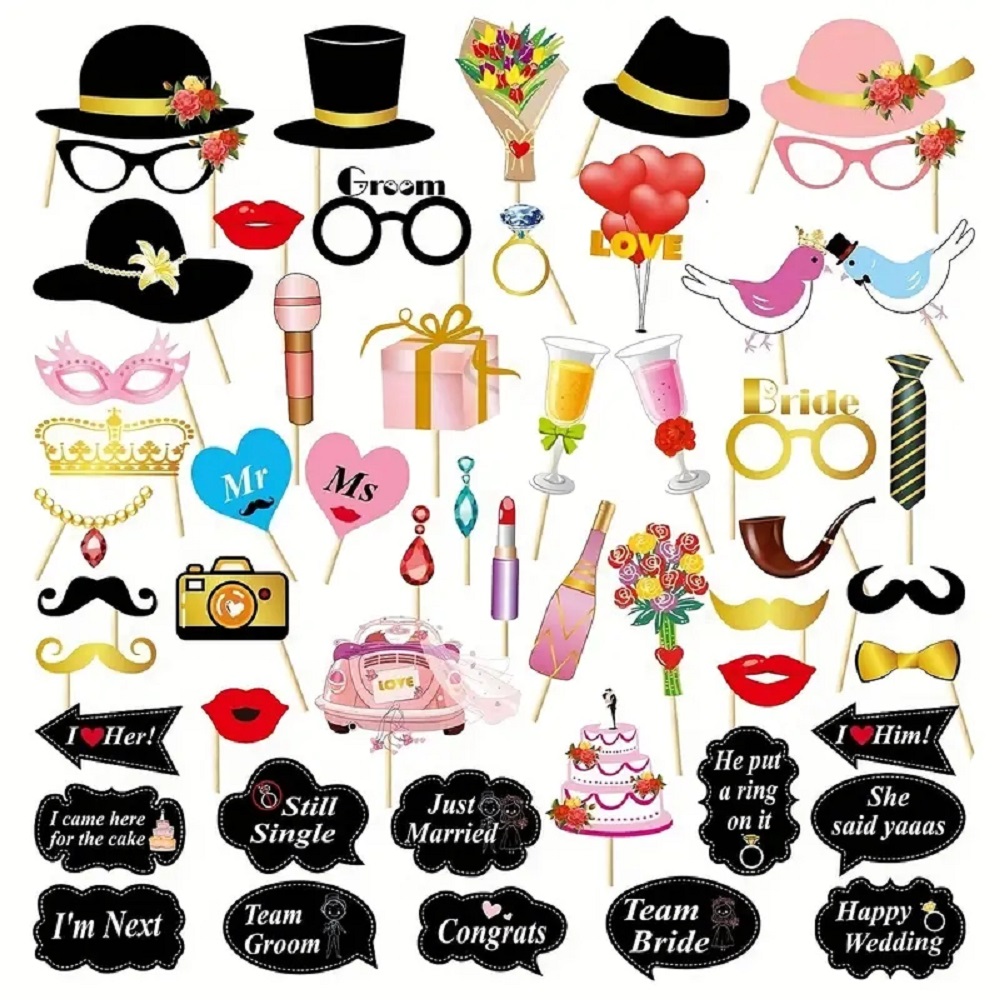 53pcs Wedding Photo Booth Prop - Photography Prompt recension och pris