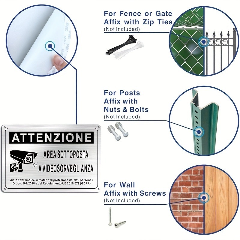 Italian Security Sign 20X30cm  - Photography Unit recension och pris